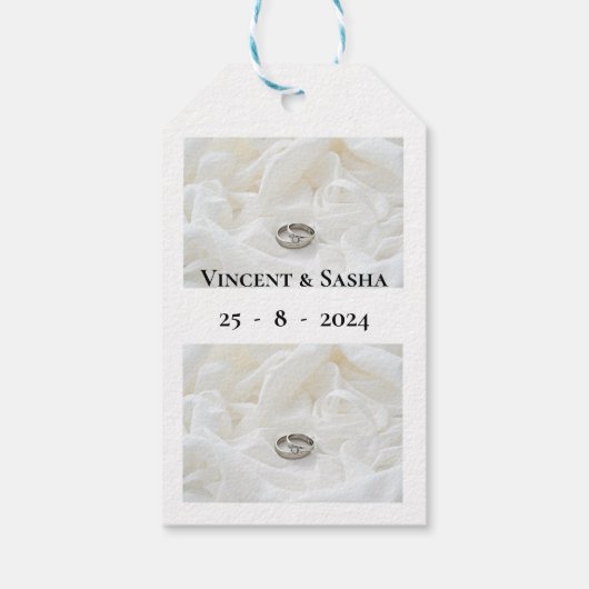 Wit met zilveren trouwringen cadeaulabel (Achterkant)