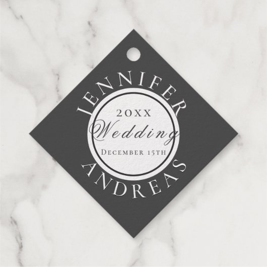 Wit met zilvervet en grijs terug bedankjes labels (Achterkant)