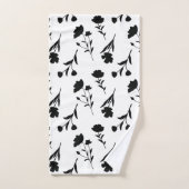 Wit met zwart bloemenpatroon bad handdoek (Handdoek)