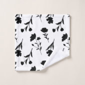 Wit met zwart bloemenpatroon bad handdoek (Wasdoekje)