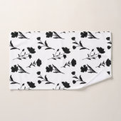 Wit met zwart bloemenpatroon bad handdoek (Handdoek)