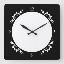Wit met zwart decoratief gezicht Personaliseer kun Vierkante Klok