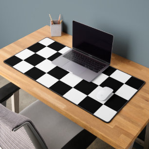 Wit met zwart groot vierkant stijl patroon bureaumat