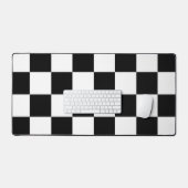 Wit met zwart groot vierkant stijl patroon bureaumat (Keyboard & Muis)