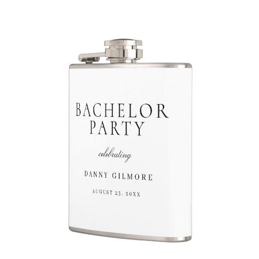 Wit met zwart klassiek heren vrijgezellenfeest cad heupfles (Links)