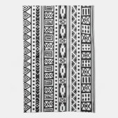 Wit met zwart-wit Ikat naadloos patroon Theedoek (Verticaal)