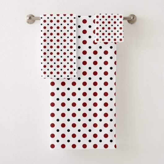 Wit met zwarte en rode stippen bad handdoek (Insitu)