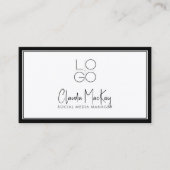 Wit met zwarte rand, Key Line Script 3 QR-code Visitekaartje (Voorkant)