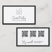 Wit met zwarte rand, Key Line Script 3 QR-code Visitekaartje (Voorkant / Achterkant)