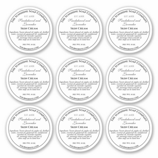 Wit met Zwarte Tekst Cosmetica Potdeksel Label 2.5 (Voorkant)