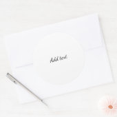 Wit met Zwarte Tekst Sjabloon Ronde Sticker (Envelop)