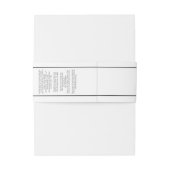 Wit met zwarte tekst zeep buikband uitnodigingen wikkel (Achterkant Voorbeeld)