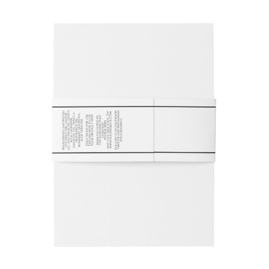 Wit met zwarte tekst zeep buikband uitnodigingen wikkel (Achterkant Voorbeeld)