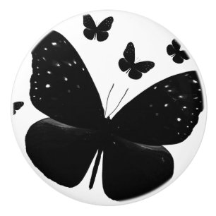 Wit met zwarte vlinders Chic Butterfly Decor Keramische Knop