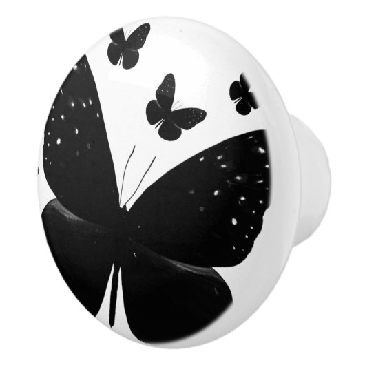 Wit met zwarte vlinders Chic Butterfly Decor Keramische Knop (Rechts)