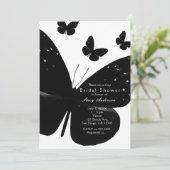 Wit met Zwarte Vlinders Party Uitnodigingen (Staand voorkant)