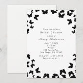 Wit met Zwarte Vlinders Party Uitnodigingen (Voorkant / Achterkant)