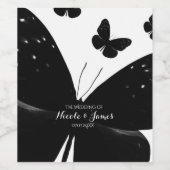 Wit met Zwarte Vlinders Party Wijn Etiketten (Enkel label)