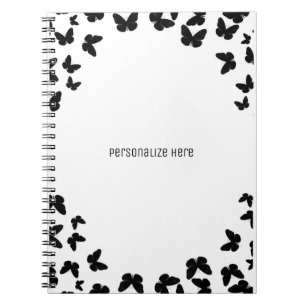 Wit met Zwarte Vlinders Persoonlijk Aangepast Notitieboek