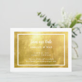 Wit & Metallic Goud Glam Save The Date (Staand voorkant)