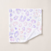 Wit Metallic luipaard Patroon Bad Handdoek (Wasdoekje)