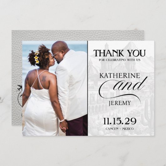 Wit Mexicaans paspoort Bedankkaart (Voorkant / Achterkant)