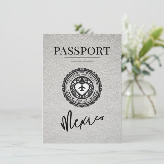 Wit Mexico paspoort Bewaar de datum Save The Date (Staand voorkant)