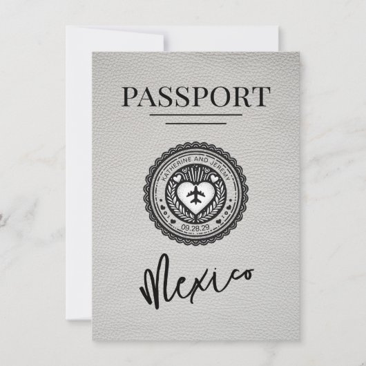 Wit Mexico paspoort Bewaar de datum Save The Date (Voorkant)