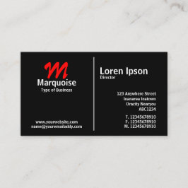 Wit middenregel monogram - zwart visitekaartje