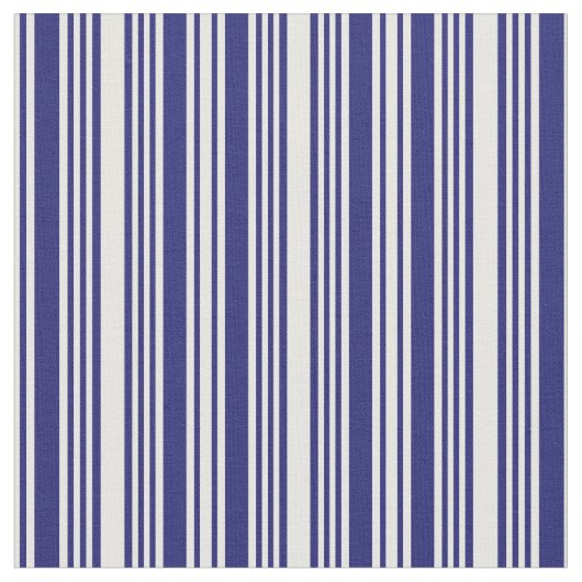 Wit & Midnight Blue Gestreept/gevoerd patroon Stof (Close Up)