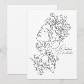 Wit Minimaal Abstract Bloemen Wenskaart Feestdagenkaart (Voorkant / Achterkant)