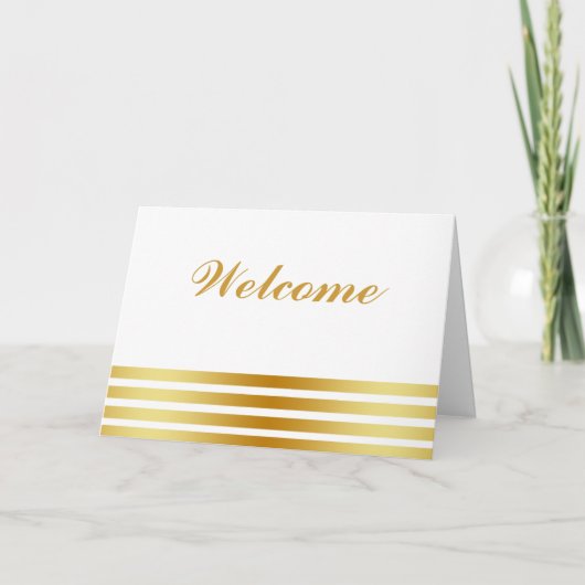 Wit Minimaal met Gouden Strepen Welkom Kaart (Voorkant)