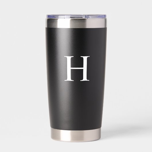 Wit Minimaal Modern Elegant Monogram Geïsoleerde Drinkbeker (Voorkant)