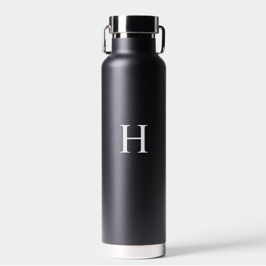 Wit Minimaal Modern Elegant Monogram Waterfles (Voorkant)