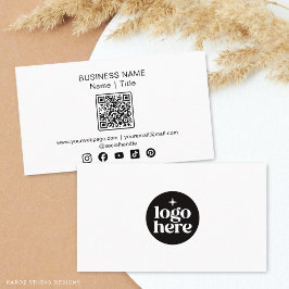 Wit Minimaal QR-code Social Media Logo Visitekaartje