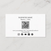 Wit Minimaal QR-code Social Media Logo Visitekaartje (Achterkant)