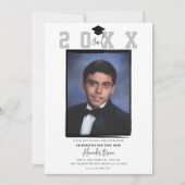 Wit minimaal trendy foto afstudeerfeest kaart (Voorkant)