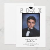 Wit minimaal trendy foto afstudeerfeest kaart (Voorkant / Achterkant)