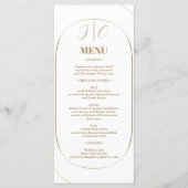 Wit Minimal Modern Arch Gold Trouwdiner Menu (Voorkant)