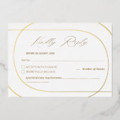 Wit Minimal Modern Arch Wedding Gold RSVP Folie Uitnodiging (Voorkant)
