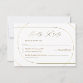 Wit Minimal Modern Arch Wedding Gold RSVP Kaartje