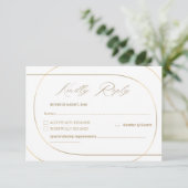 Wit Minimal Modern Arch Wedding Gold RSVP Kaartje (Staand voorkant)