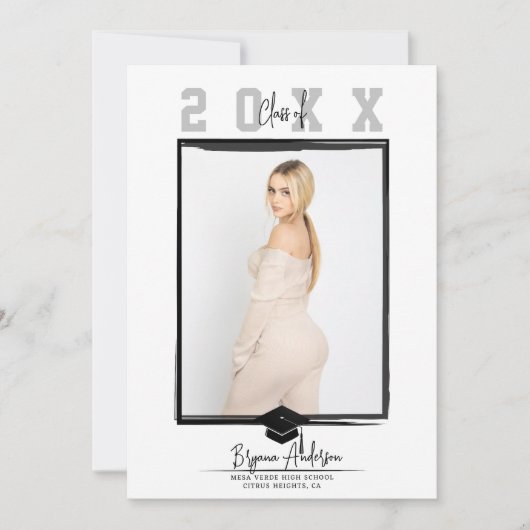 Wit Minimal Trendy Afstuderen Foto (elke kleur) Kaart (Voorkant)