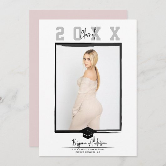 Wit Minimal Trendy Afstuderen Foto (elke kleur) Kaart (Voorkant / Achterkant)