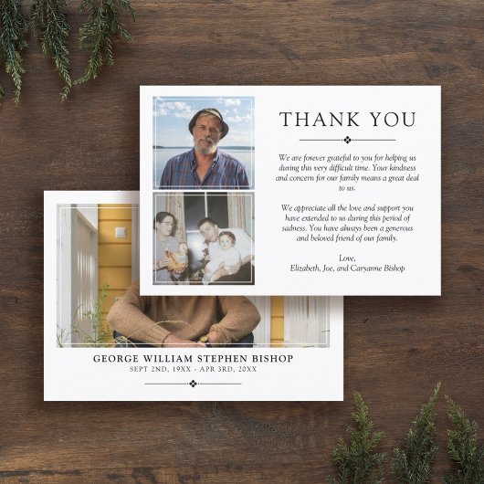 Wit Minimalist 3 foto's sympathie dank u Bedankkaart