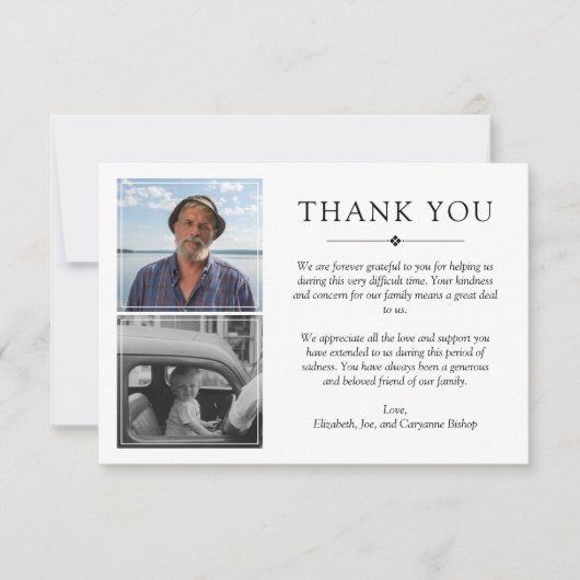 Wit Minimalist 3 foto's sympathie dank u Bedankkaart (Voorkant)