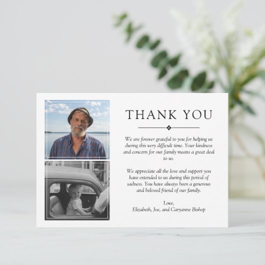 Wit Minimalist 3 foto's sympathie dank u Bedankkaart (Staand voorkant)