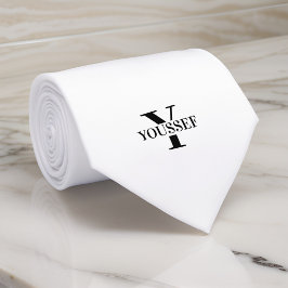 Wit Minimalist Monogram Stropdas