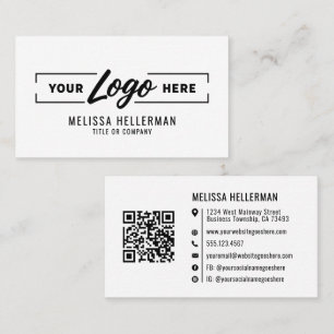 Wit Minimalistisch Aangepast QR-code Logo Visitekaartje