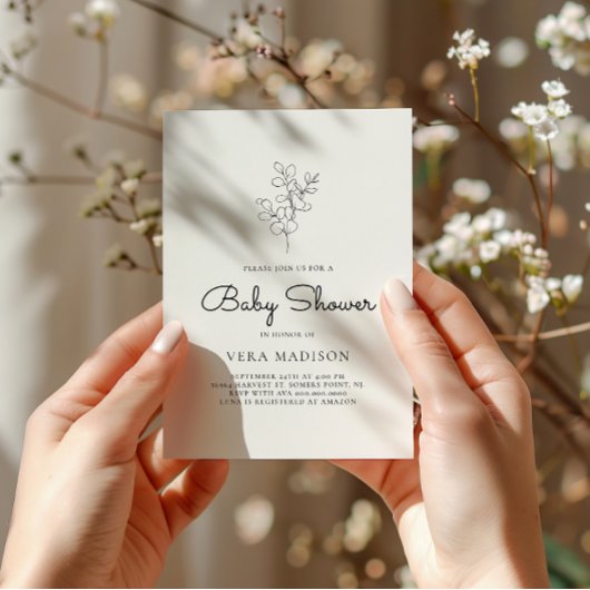 wit minimalistisch Baby shower Kaart